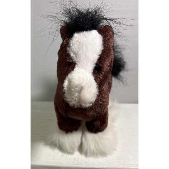 Ganz Lil Kinz Clydesdale Plush Brown & White Pony Black Mane & Tail 7.5" Tall - Picture 4 of 12